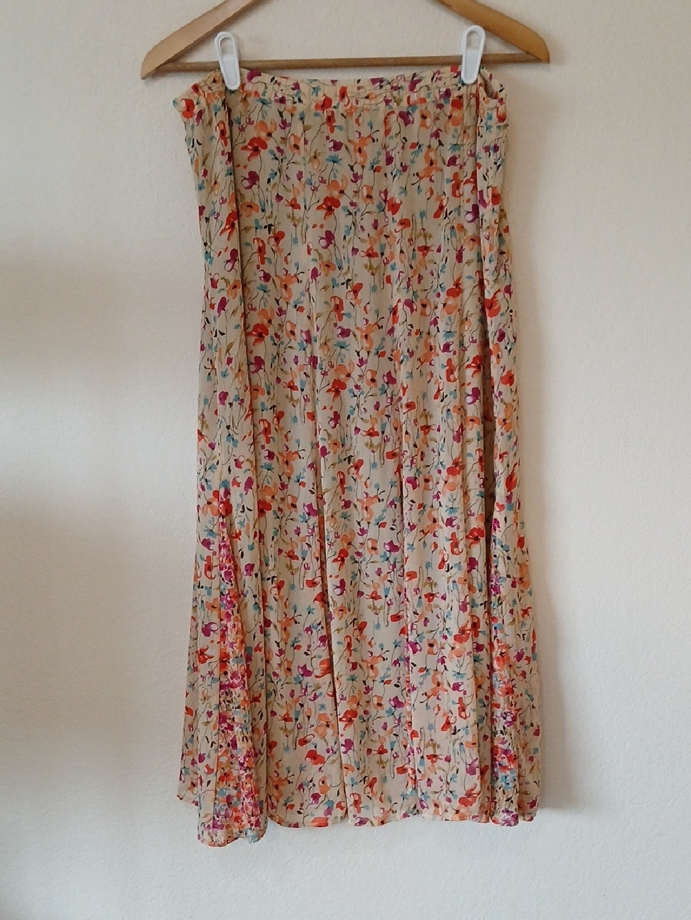 Vintage Coldwater Creek Floral Flowy Skirt Spring Colors Oversized
